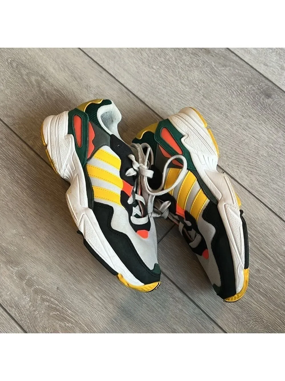Adidas Yung-96 grey one bold gold mens bright running sneakers size 7
